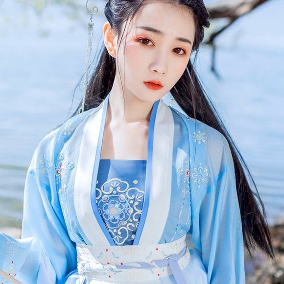 Blue Moon Embroidered Floral Camisole | Hanfu Dress Cami Top - Picture 1 of 6